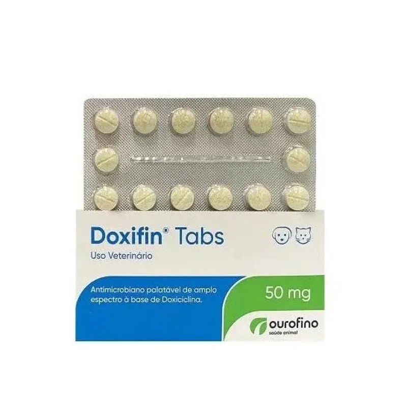 Antibiótico Doxifin Tabs para Cães e Gatos em Blister com 14 Comprimidos de 50 mg
