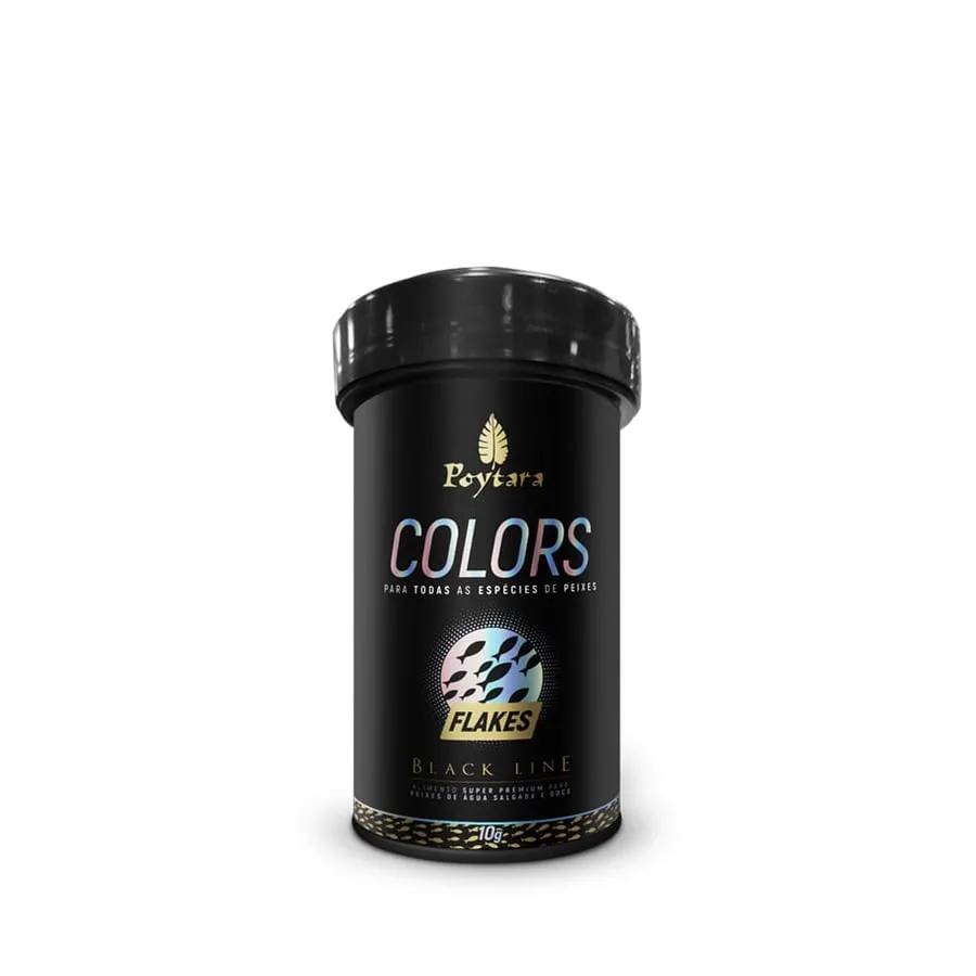 Ração Colors Flakes Black Line Poytara — Nutrição Completa e Realce de Cor